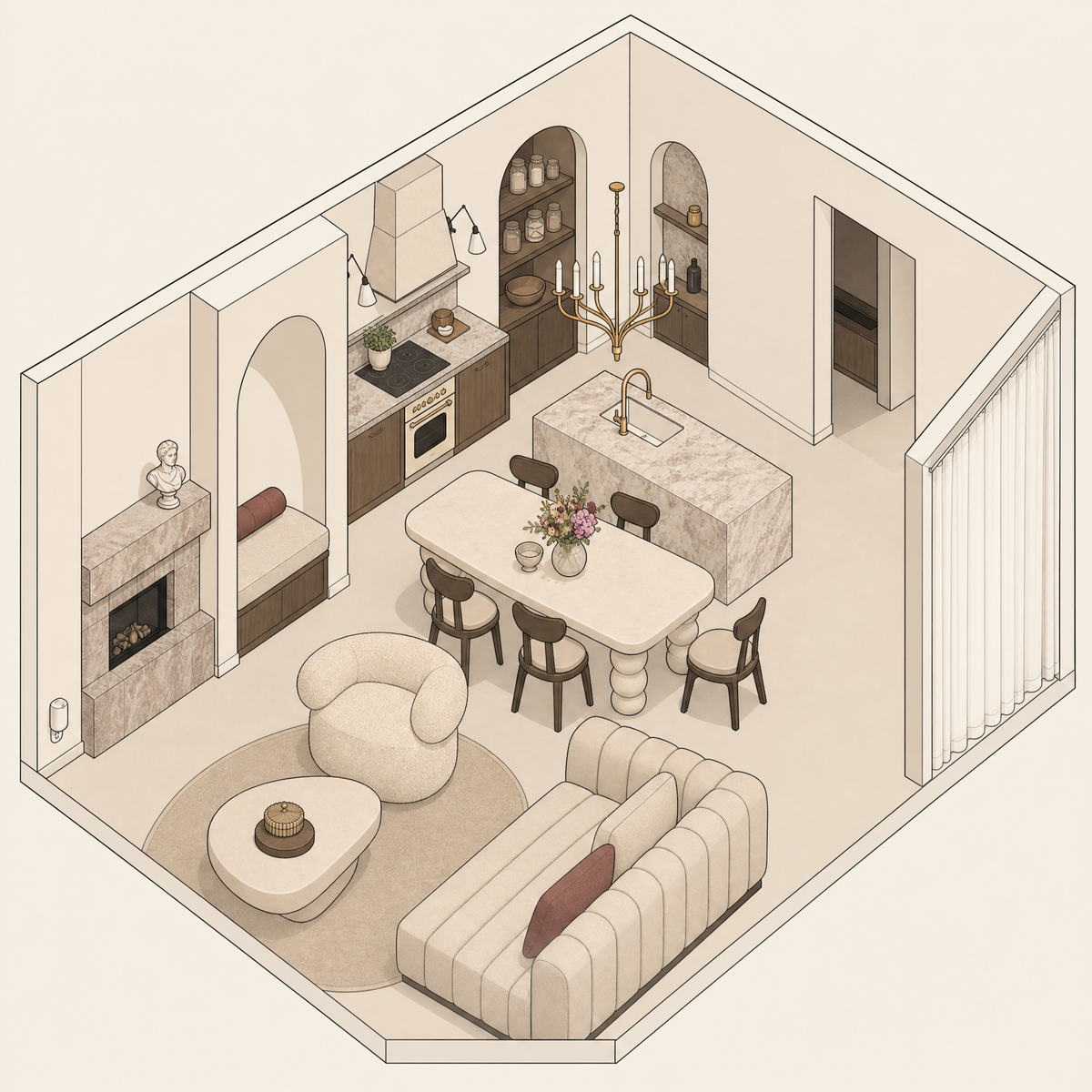 Moëmm diffuser illustrated inside a living room
